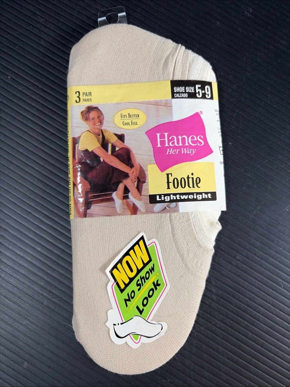 Vtg 2002 Hanes 3 Pr Her Way Footie Lightweight NEW Sz 5 -9 Womens No Show